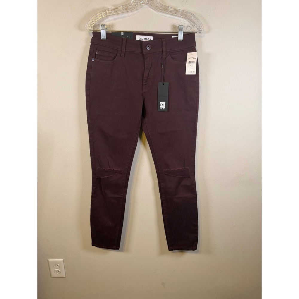 DL1961 Womens Margaux Instasculpt Ankle Skinny Jeans Malbec 28 NWT